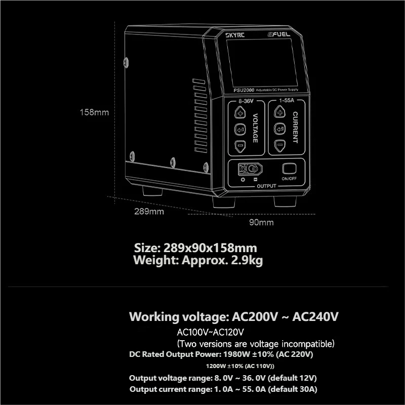 SKYRC PSU2000 1980W Adjustable - Drone Battery avis et prix