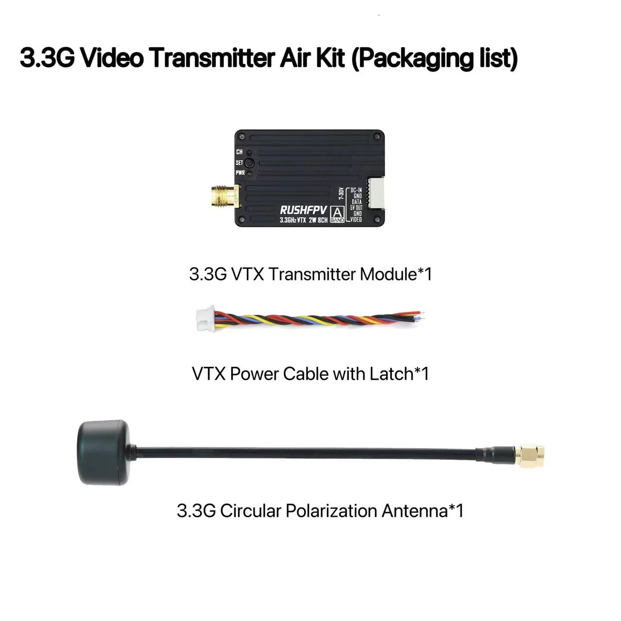 RUSHFPV 3.3G 2W VTX Transmitte - Drone Receiver avis et prix