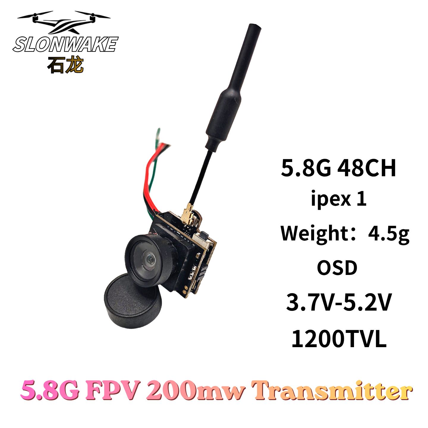 Slonwake 5.8G 48CH 200mW FPV D - Drone Receiver avis et prix