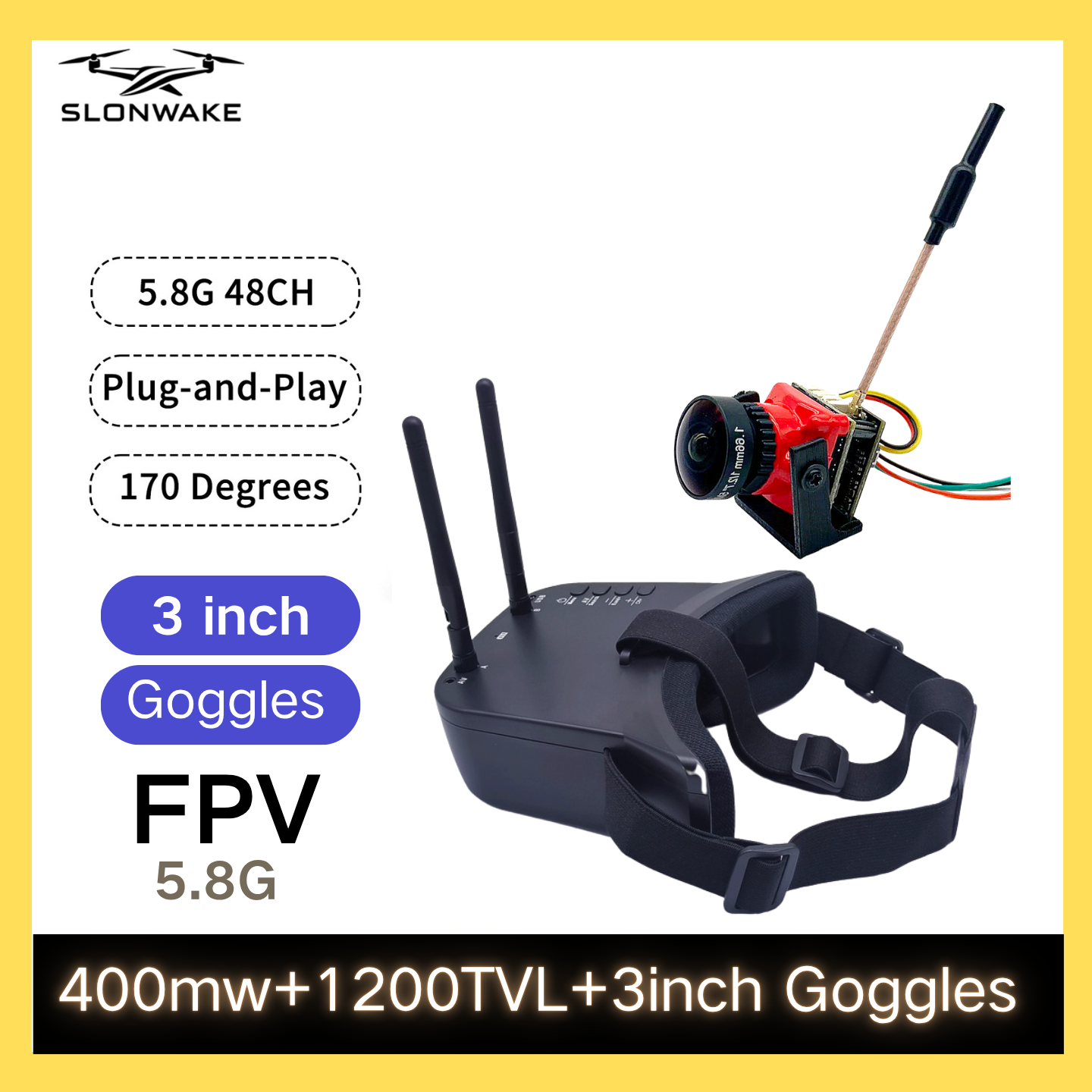 SLONWAKE 5.8G 48CH FPV 400mw V - Drone Receiver avis et prix